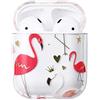 AKABEILA Airpods Cover compatibile con AirPods 2 e 1 (2019) Custodie carine motivi trasparenti e rigidi, antiurto [frontale a LED visibile] antiurto, protezione completa, fenicottero