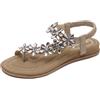 Zoerea Sandali da Donna da Estate Strass Fiore Flip Flop Spiaggia Estivi Casual Open Toe Bohemia Elegante Piatti Donne Scarpe Beige, Etichetta 38