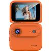 Gettimore Action camera 4K HD Y360 con stabilizzazione dell'immagine con schermo flip e supporto sul petto, per ciclismo e vlogging, batteria da 800 mAh di ricarica di tipo C, nero (arancione 32G)