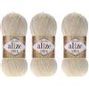 Alize Diva Filato a mano 100% Microfibra Acrilica Filato Alize Diva Effetto Seta Crochet Artigianato Pizzo Artigianato Lotto di 3 matasse 300 gr Colore 383 - Pietra