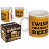 BLUECHOLON Tazza da caffè XL 'I Wish This Was a Beer', in ceramica bianca, 800 ml, motivo: birra