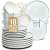 PURE LIVING INTERIOR DESIGN Set Piatti Moderni Ibiza per 6 Persone, 18 Pezzi in Steingut - Servizio di Piatti e Ciotole Mediterranei, Resistenti a Lavastoviglie, Microonde e Graffi - Pure Living beige-blu