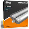 Eurocali 1x Plafoniera IP65 Impermeabile 40W Trasparente 4200 Lumen + 2 Tubi LED da 150cm - Luce Bianco Freddo 6400K - Fascio Luminoso 120° - Sostituzione Neon