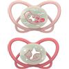 nip - Butterfly Night | 16-32 mesi | Confezione da 2 pezzi | Ciuccio per bambini adatto all'allattamento e ai denti con bottone luminoso con scatola ciuccio. Ciuccio sostenibile con morbido tettarella