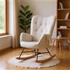 MEUBLE COSY Poltrona Relax, Sedia a Dondolo Confortevole in Tessuto con Gambe in Legno e Metallo per Soggiorno, Decorazione con Bottoni
