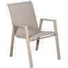 DRW Sedia imbottita impilabile in alluminio e textilene color crema, 90 x 55 x 73 cm