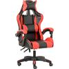Baroni Home Sedia da Gaming, Sedia Ufficio Ergonomica con Schienale Regolabile, Poggiatesta e Supporto Lombare, Rosso