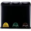 Relaxdays Cestino Separatori rifiuti Cucina, 3 Scomparti, 24L, Pedale, Metallo Nero, 39,5x46x26,5 cm