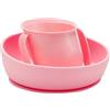 Doidy Set di Tazze e Ciotole - Bicchiere Antiscivolo da Allenamento dal Design Inclinato Unico e Ventosa in Silicone Antiscivolo - Set Regalo per Lo svezzamento per Neonati e Bambini Piccoli (Rosa)