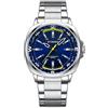 FORSINING Orologio classico da uomo, analogico, al quarzo, in acciaio inox, 22 mm, cinturino alla moda, orologio da polso da lavoro, grande quadrante, orologi militari, Argento blu, Bracciale