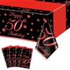 QUERICKY Set da 4 Tovaglie per 50° Compleanno Nero Rosso Rettangolari, Copritavolo per Decorazioni Festa 50 Anni Uomo Donna, 220x130cm