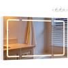 EUGAD Mobile Bagno con Specchio e Luce, Armadietto Bagno a 3 Porte con Ripiani Regolabili, Ganci e Prese, Luce Tattile a 3 Colori, per Appartamento, Bianco, 100x14,5x60 cm, Nordico