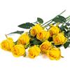 DuHouse 10 rose artificiali di seta per bouquet di fiori finti lunghi steli per decorazioni per matrimoni e feste (giallo)