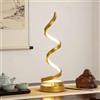 Chao Zan Lampada da comodino a LED, luce bianca calda, lampada da tavolo, moderna a spirale, in metallo, per studio, soggiorno, camera da letto (oro)