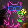 Looklight Cat Drinking Cocktail Insegne Luminose, Insegne al Neon per Bar da Parete, Luminosa Led Dimmerabile con USB, Insegna LED Rosa per Feste Camera da letto Cantina Regali per Ragazze e Ragazzi