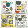 RYBornament Federe Cuscini Divano 45x45 Cuscini Decorativi Moderni Boemia Astratto Fiore Federa per Divano Lino Autunno Copricuscini Divano Quadrati per Casa, Ufficio, Giardino, Esterno 4 pack