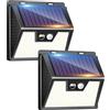kolpop Luce Solare LED Esterno【2 Pezzi / 3 Modos】 Faretti Solari a Led da Esterno con Sensore di Movimento, Luci Solari Esterno IP65 Impermeabile Lampada Solare da Esterno per Giardino Garage Patio