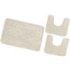 emmevi Tappeto Bagno Parure Fiori Morbido Antiscivolo Assorbente Lavabile MOD.Moorea 6 Set 3 Pezzi Beige