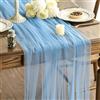 Artoid Mode Runner da tavola in garza blu polveroso, 150 x 300 cm, stile bohémien, per cucina, sala da pranzo, matrimoni, vacanze, compleanni, decorazione per la casa e le feste