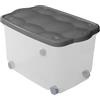 FERCASASHOP® Contenitori Multiuso Con Ruote e Coperchio Trasparente 55 Lt. 60Lx40Px36H Organizer Scarpe Vestiti Giocattoli e Utensili Colori Assortiti (1)