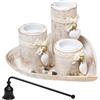Neikafan Set di 3 Portacandele in Legno con Vassoio a Cuore e Campana Spegnicandela Candelabri decorativi per Tealights per Compleanni,Matrimoni,Cene Romantiche,Natale e Decorazioni da Tavolo