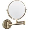 Wanym Specchio Per Trucco da Parete, Specchio Rotondo da Parete, Specchio Estensibile Ingrandimento 5X Rotazione a 360° Bifacciale Specchio Bagno Per Trucco, Rasatura, Cura del Viso,Bronzo