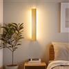 AOEH Lampada da parete a LED per interni, lampada da parete lunga in legno di bambù, 3000 K, 18 W, in bambù naturale, illuminazione da parete moderna per camera da letto, soggiorno, corridoio, scale