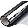 FILMGOO Pellicola a specchio unidirezionale per finestra, statica, per la privacy diurna, non adesiva, decorativa, controllo del calore, anti UV, per casa e ufficio (nero argento, 75 x 200 cm)
