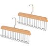 Alfven Portacinture per armadio, 2 pezzi Appendiabiti in legno Portacravatte con 8 ganci Appendiabiti girevole a 360 gradi per sciarpe, cravatte, cinture, bretelle, organizer per armadio (colore legno)