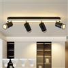 MYCUL Plafoniera 4 Fiamme Orientabile 350°,Faretti Led Soffitto con Bagliore Inferiore 36W+4x5W Spot GU10,Faretti Soffitto Bianco Caldo 3000K,Lampada da Soffitto Moderna,Faretto per Cucina,Soggiorno Nero