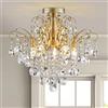 WUZUPS lampadario in cristallo plafoniera da incasso moderno apparecchio di illuminazione per camera da letto corridoio bar cucina bagno, h 45 x p 50, base e14, oro