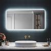 SIRHONA Specchio Bagno con Illuminazione, Dimmerabile, 3 Temperature di Colore, Anti-appannamento, Visualizzazione dell'ora