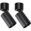 Klighten 2 Pcs Faretti da Soffitto Orientabili Nero, Attacco GU10, Faretto da superficie in Alluminio Regolabile, Rotondo Plafoniera da Soffitto Moderna, 55 x 140 mm, Lampadina Non Inclusa