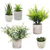 MYLERCT 5 Pezzi Piantine Finte Decorative con Vasetto, Realistiche Piante Grasse Finte, Piante Artificiali in Vaso Mini Verdi, 5 Stili Pianta Finta Piccola, per Soggiorni, Bagni e Uffici