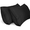 Lirex 2-Pack Federe per Cuscini, Morbido Spazzolato, Federe in Microfibra, Lavabile in Lavatrice, Senza Pieghe, Traspirante (Nero, 50 cm x 70 cm)