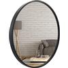 BD ART Specchio da parete rotondo 80 cm con elegante cornice in legno nero