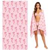 KDFSSIPE Telo Mare Con Fiocco Rosa,Telo Mare Grande In Microfibra Sottile,Telo Da Bagno Senza Sabbia, Coperta Da Spiaggia Da Donna Per Viaggi, Nuoto, Piscina, Vacanze, Campeggio, Yoga 75 * 150cm