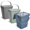 com-four® Set 3 Contenitori con Coperchio e Manico 5 L, Scatola Plastica per Detersivo, Pattumiera, Porta Mollette Bucato [Scelta variabile] (3 pezzi - blu/grigio/verde)