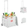 Relaxdays Carrello per Spesa Pieghevole, regge 35 kg, Manico Telescopico e Coperchio, Carrellino Portaspesa, Bianco