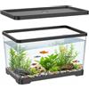Sutowe Acquario rettangolare, 30 x 20 x 18 cm, in plastica per pesci Betta, rettili, piante grasse, decorazione da tavolo, terrario trasparente per la decorazione di casa, ufficio, scrivania (nero)