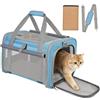 BTNEEU Trasportino Gatto Approvato Aereo Trasportino per Cani Pieghevole | Borsa da Viaggio per Animali Domestici Portabile Borsa per Gatti con Tessuto Antigraffio e Cuscino Lavabile (Blu cielo)