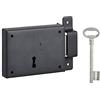 THIRARD - Serratura Orizzontale in Applique a Chiave per Porta di Cantina - Perno Dormiente in Acciaio - 110 x 80 mm - Destra - Nero - 1 Chiave in Acciaio Lucido - Gancio a Punte