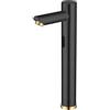 XJTNLB Rubinetto Sensore Automatico Bagno Rubinetto Lavabo Touchless Acqua Calda e Fredda Miscelatore Lavabo in Acciaio Inox,Nero+Oro,Alto