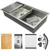 SCYOMSTORE Lavello da cucina rettangolare, 80 x 50 cm, in acciaio inox 304, 1 lavandino da incasso, con lavello interno di ricambio e tagliere, lavandino da cucina, moderno lavello in acciaio inox con