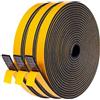 LIKERAINY Striscia di Tenuta in Gomma 13x3mm Striscia di Schiuma per Porte Guarnizioni Finestra Della Nastro Sigillante Anti-Collisione Autoadesivo Antivento Previene Rumori Nero 3 Rotoli 18 Metri