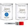 bianco Shabby CHALK PAINT Blue (2020) & FINITURA - Pittura Shabby Chic EXTRA OPACA (1 Litro) + Finitura Trasparente Opaco (1 Litro) + 1 Pennello Pro 40 mm