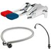 HORECA SUPPLIES Kit completo rubinetto a pedale 2 acque - rubinetto da cucina industriale con pedale automatico miscelatore acqua fredda e calda, con tubo flessibile, beccuccio alto con diffusore d'acqua e base di