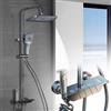 Iriisy Colonna Doccia con Miscelatore Doccia Soffione Completo Asta Doccia con Soffione e Doccetta 135 cm Regolabile Soffione Doccia Quadrato (Grigio)