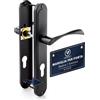 VERAMET Maniglia Porta Esterna Nera Ingresso Opaco Placca Copertura Lunga Interasse 90mm Forma L Quadrato Piastra Ferramenta Alluminio Acciaio Profilo 40-62mm Sinistra Destra Cilindro -K-517-90 P2