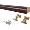 Generico Corrimano per scale in legno sagomato, colore noce scuro, Kit compreso di supporto e terminale ottonato, varie misure (Noce scuro 1mt)